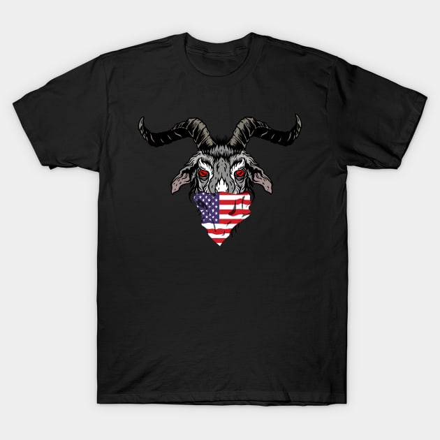 American Flag Bandana Goat T-Shirt by Foxxy Merch